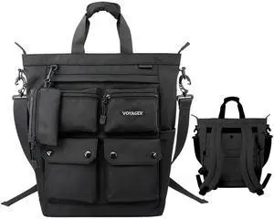 NOBLEMAN Convertible Black Laptop Backpack Purse for Women Travel Work, 3 In 1 Tote Backpack Convertible Bag Daypack for Work, Daily, Travel