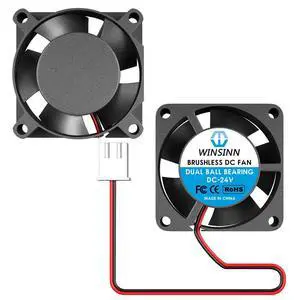 WINSINN 25mm Fan 24V, 3D Printer Micro 24 Volt Fans 2510 Dual Ball Bearing, Brushless Cooling 25mmx10mm 2PIN (Pack of 2Pcs)