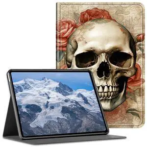 BFDHGQZC Case for 10.1" Amazon Fire HD 10 Tablet (13th Generation, 2023 Release),Shockproof Fold Stand Protive Cover with Auto Wake/Sleep,Skull Roses