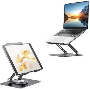JUANWE Laptop Stand and Swivel Tablet Stand with 360 Rotating Base-Black