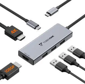 USB-C Dual HDMI Docking Station, Dual Monitor Adapter with Super-Speed Transfer, Compatible with Thunderbolt 5/4/3, USB4.0, MacBook & Windows Laptops