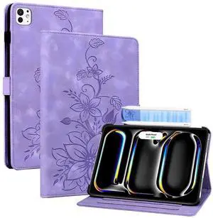 KEFBWAO Case for iPad Pro 13 Inch Case M4 (2024) 7th Gen, Auto Wake/Sleep Supports Pencil Pro and Pencil(USB-C) Magnetic Clasp Stand for iPad Pro 13 Inch Cover, Purple