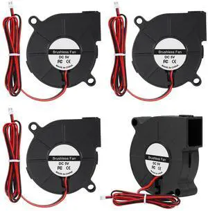 4pcs 50mm 5015 Blower Fan 5V Fans Blower Turbine Turbo Dual Ball Bearing, 1000mm/39in Cable Brushless Cooling 50mmx15mm 2PIN for 3D Printer Hotend Extruder (5V)