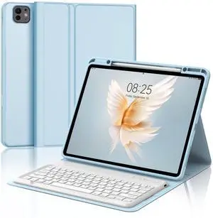 for iPad Pro 13 inch Case with Keyboard (M4 2024), Magnetically Detachable Bluetooth Keyboard Case for 12.9-inch iPad Pro 6th/5th Gen, Slim Folio Cover with Pencil Holder, Auto Wake/Sleep, Sky Blue