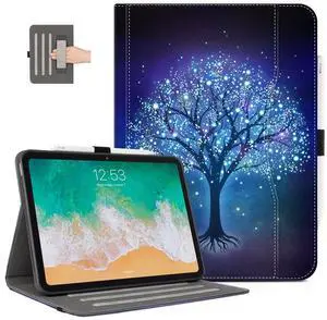 Lalumix for iPad (A16) 11Th/10Th Generation Case 2025/2022, for iPad Case 11Th/10Th Generation, 10Th/11Th Gen iPadCase Cover Pencil Holder/Hand Strap/Pocket/Adjustable Stand, Blue Star Tree