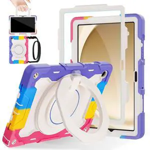 ROISKIN Case for Galaxy Tab A9 Plus 5G/ A9+ 11 Inch with HD Screen Protector & Shoulder Strap,Heavy Duty Military Case for Samsung Galaxy A9 Plus SM-X210/X216/X218 - Rotating Stand for Kids