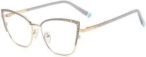 Nolbiph Blue Light Glasses for Woman, Computer Glasses, Reading Glasses, Cat Eye Glasses, Metal frame (03-Star Grey Gold)