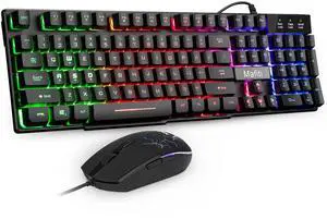 mafiti RK101 Computer Keyboard Mouse Combo Wired, RGB Backlit USB Keyboard for PC Mac Laptop Desktop, Gaming Office