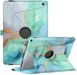 Fintie Case for All-New  Fire HD 10 Tablet (13th Generation 10.1", 2023 Release)- 360 Degree Rotating Swivel Stand Cover with Dual Auto Sleep/Wake, Emerald Marble