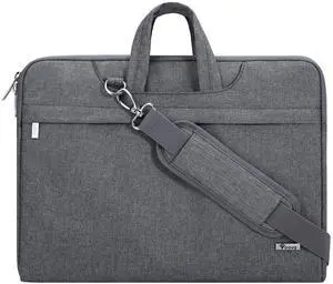 Voova Laptop Case 17 17.3 inch with Shoulder Strap, Waterproof Computer Sleeve Cover Compatible with 17-18 MacBook HP Acer Asus Dell Lenovo, Slim Briefcase for Men Women, Grey