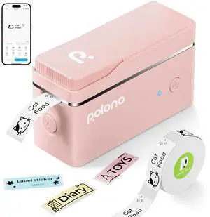 POLONO Label Maker Machine with Tape, P31S Bluetooth Label Printer, Mini Label Maker with Multiple Templates for School Office Home Organization, Wireless Portable Thermal Printer for Storage, Coral