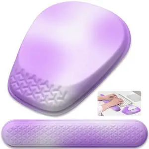 Laokiiy Mouse Pad with Wrist Rest, Comfortable Memory Foam Wrist Rest for Computer Keyboard, Ergonomic Mouse Pad Set for Easy Typing & Pain Relief - Gradient Purple