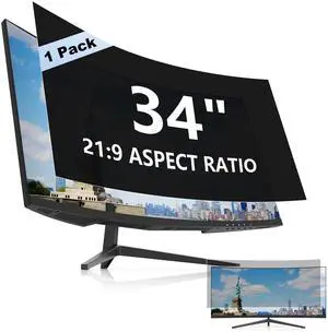 34 Inch Curved Privacy Screen for Computer Monitor 21:9 Aspect Ratio, Anti Glare Blue Light Blocking Shield, Removable Eye Protector Filter - W x H: 31 1/4" x 13 3/8" (794mm x 340mm)