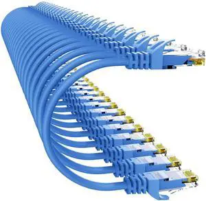 Cat 6 Ethernet Cable 2FT (24Pack), Cat6 Ethernet Patch Cable 10Gbps, High-Speed UTP Cat6 Network Cable Pure Copper, Cat 6 Cable for Home and Office Network, Blue