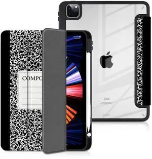 Batianda Case for iPad Pro 11-inch 2022 4th M2 Chip /2021 (3rd Generation) / iPad Pro 11" 2nd Gen 2020 [Built-in Pencil Holder] Shockproof Cover with Clear Transparent Back Shell TPU Bumper,Notebook