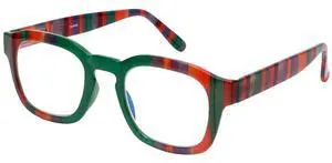 Calabria 8152 Blue Light Reading Glasses +2.50 Green Purple Red Stripes Computer Readers Reduce Eye Strain Gaming Eyeglasses