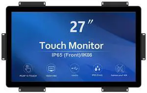 GreenTouch 27 inch 10 Points PCAP Open Frame Touch Screen LCD Display Monitors HDMI+VGA+DVI 1920x1080 Black