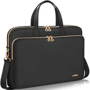 Lausiax Laptop Bag Case 17 17.3 inch for Women Men Computer Briefcase Compatible with Dell XPS Inspiron, HP Pavilion Omen, LG Gram, Lenovo, ASUS, Acer, Messenger Shoulder Bag with Strap Handle, Black