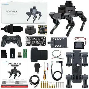 Yahboom Raspberry Pi 5 Adults AI Smart Robot Dog Python Programmable 12DOF Bionic Mechanical Dog DOGZILLA Face Color Recognition OpenCV (S2 Without Pi)