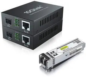 2 Pack of Gigabit Ethernet Media Converter, Open SFP Fiber to Ethernet RJ45 Converter 10/100/1000Base-Tx and 1 Pack of 1.25G SFP 1000Base-SX Transceiver, Compatible with D-Link DEM-31