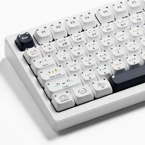 GMKWTL XVX Cute PBT Keycaps, Mao Profile White Puppies Keyboard Keycaps, 154 Keys Keycap Sets with Transparent Key caps Compatible with 65% 75% 96% 100% Cherry Gateron MX Switches Mechanical