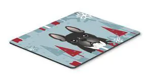 Caroline's Treasures BB1723MP Winter Holiday French Bulldog Mouse Pad, Hot Pad or Trivet for Home Office Gaming Working Computers Laptop Mouse Mat,Washable Large Mousepad
