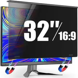 Magnetic 32 Inch Privacy Screen for Frameless Computer Monitor 16:9 Aspect Ratio,Hanging Blue Light Screen Protector Eye Protection Anti-Spy Shield, 32in Removable Privacy Filter