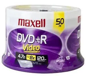 Maxell 8X 4.7GB 120-Minute DVD+R Media 50-Piece Spindle