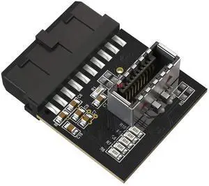 LINKUP - [Active Chip] USB 3.0 (3.2 Gen 1) Internal IDC 20 Pin Motherboard Header to A-Key (Type-E) 20 Pin Female Converter for Type C Panel Mount Adapter
