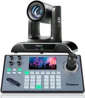 Tenveo PTZ Camera and Controller Bundle/Kits - 30X AI Auto Tracking NDI PTZ Camera with SDI/HDMI/USB3.0/LAN(PoE) and PTZ Controller Joystick Keyboard for Church Worship Live Streaming Conference