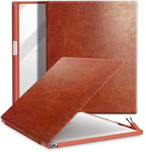 E NET-CASE Case for Remarkable 2 Paper Tablet 10.3" 2020 Released, Book Folio Design with Built-in Pen Holder, Lightweight & Transparent Back Shell Case for Remarkable 2 (Brown)