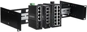 2U 19 inch Din Rail Chassis Bracket Depth Adjustable Rackmount Kit Aluminum Rack Mount Rack Rails for 35mm Din-Rail Mounted Device Ethernet Switch Media Converter Shelf