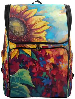 ALAZA Large Travel Laptop Backpack Vibrant Sunflower Oil Painting Rucksack Women Men Business Office Back Pack Daily Commute Backpacks,Water Resistant College Computer Bag,19"