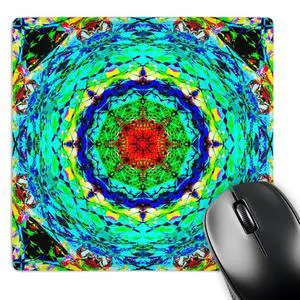 3dRose LLC 8 x 8 x 0.25 Inches Blue Kaleidoscope Bright and Colorful Symmetrical Abstract Design Mouse Pad (mp_20467_1)