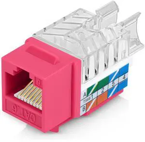 Everest 45° Angled RJ45 Cat6 Keystone Jacks 50-Pack in Pink - Slim Profile Female RJ45 Connectors - Cat 6 Keystone Jack - Compatible with 45° Angled Speed Termination Tool - 45Term (B0BL3GS7ZY)