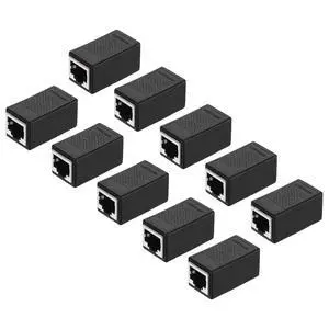 MECCANIXITY 10PCS RJ45 Ethernet Coupler, Ethernet Coupler Female to Female in Line Cat7 Cat6 Cat5e Cat5 Extender Cable Adapter, Black