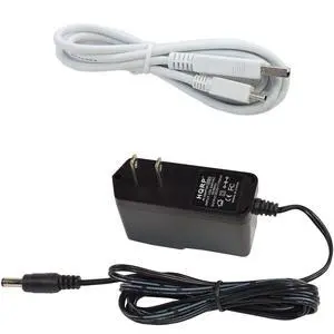 HQRP USB to Mini USB Cable (White) and AC Power Adapter Compatible with Leapfrog LeapPad1 LeapPad2 Explorer Learning Tablet