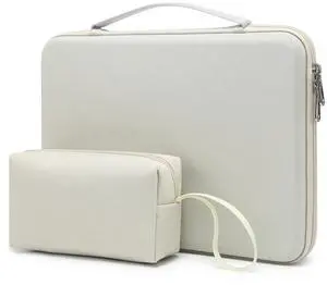 HYZUO 13.3-14 Inch Hard Shell Laptop Sleeve Case for MacBook Pro 14 M4/M3/M2/M1, MacBook Pro/Air 13, XPS 13, 13.8"-13.5" Surface Laptop, HP Spectre X360 13/14, Beige