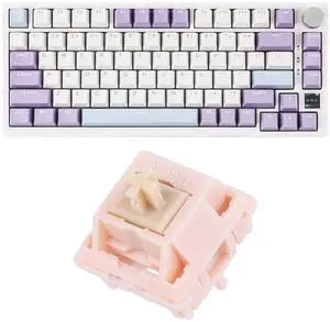 EPOMAKER Ajazz AK820 Pro 75% Mechanical Gaming Keyboard, Gasket-Mounted with TFT Smart Display & Knob, 82 Keys, Nude Rosa, Silent Switches, USB-C, 2.4GHz, RGB Backlighting