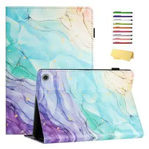 UUcovers Case for Amazon Kindle Fire Max 11 Tablet (13th Generation,2023 Release) 11" with Pencil Holder & Folio Stand Magnetic Smart PU Leather Shockproof Cover [Auto Sleep Wake], Rainbow Marble
