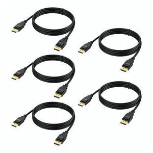 URELEGAN VESA Certified 8K DisplayPort 1.4 Cable 5-Pack, High Speed 48Gbps Display Port DP Cable 6 Feet (8K@60Hz, 4K@/240Hz/144Hz/180Hz/165Hz, 1080P@240Hz) for Gaming Computer Laptop TV Monitor