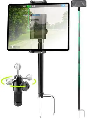 Charchendo Golf Monopod Stick for Tablet Phone, Portable 57" Metal Telescopic Selfie Stick with Spike Stake Mount, Golf Swing iPad Holder Compatible with 4.7-13" iPad Pro/Air/Mini, iPhone, Galaxy