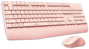 seenda Bluetooth Keyboard and Mouse, COE200 USB + Bluetooth Multi Device, Ergonomic Keyboard Mouse Set, Full-Size Wireless Combo Compatible for Mac OS/Windows PCs Computers Laptops MacBooks - Pink