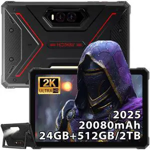 HOTWAV R9 Plus Rugged Tablet, 11 Inch 2K FHD+ Waterproof Tablets 24GB + 512GB/TF 2TB Android 14 Tablet, 20080mAh Battery, 64MP+16MP, Octa-Core, Dual SIM 4G/WLAN 5/IP68&IP69K/Face ID/GPS/OTG/Gemin AI
