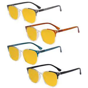 Eyekepper 4 Pack Computer Reading Glasses for Women Blue Light Blocking Readers Amber Tinted +1.75