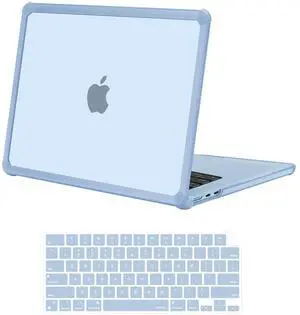 MOSISO Compatible with MacBook Air 15 inch Case 2025 2024 2023 Release M4 A3241 M3 A3114 M2 A2941, Anti-Cracking&Anti-Fingerprint Heavy Duty Hard Shell with TPU Bumper&Keyboard Cover, Sky Blue