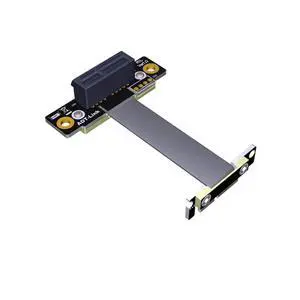 JMT ADT-R11SL-TL Dual 90Degree Right Angle PCIe 3.0 x1 to x1 Extension Cable 8G/BPS High Speed PCI Express 1x Riser Card Ribbon Extender (10cm)