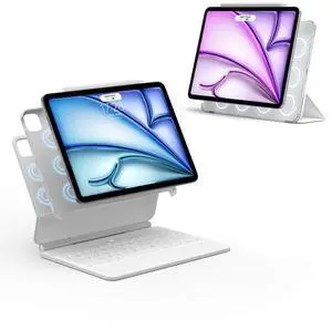 Techfish White Magic Keyboard Case with White Magnetic iPad Air Case