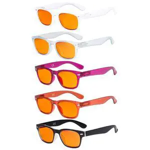 Eyekepper 5 Pack Reading Glasses Blue Light Blocking Computer Eyeglasses Orange Tinted +3.00