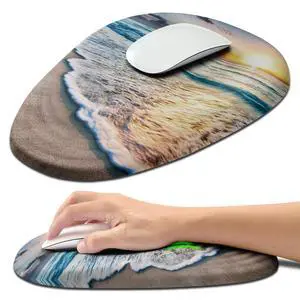 Hokafenle Ergonomic Mouse Pad Wrist Support with Stepped-Wedge Design, Wrist Rest Pain Relief Mousepad Filled with Memory Foam, Carpal Tunnel Mousepad for Wireless Mouse(12x8 inch, Sunrise at sea)